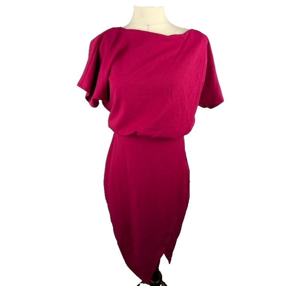 KENSIE Womens Red Short Sleeve Boat Neck Knee Length Blouson Dress Size 6